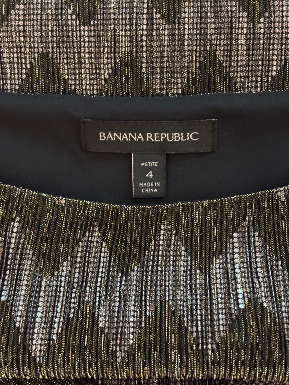 Banana Republic Shift Dress  (No Belt) - Gold & Silver Metallic Shimmer Size 4P - Picture 10 of 11